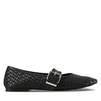 Floyd Women's Leonie Woven Ballet Flats Black, Leather