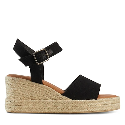 Floyd Women's Clara Platform Wedge Sandals Black, Canvas