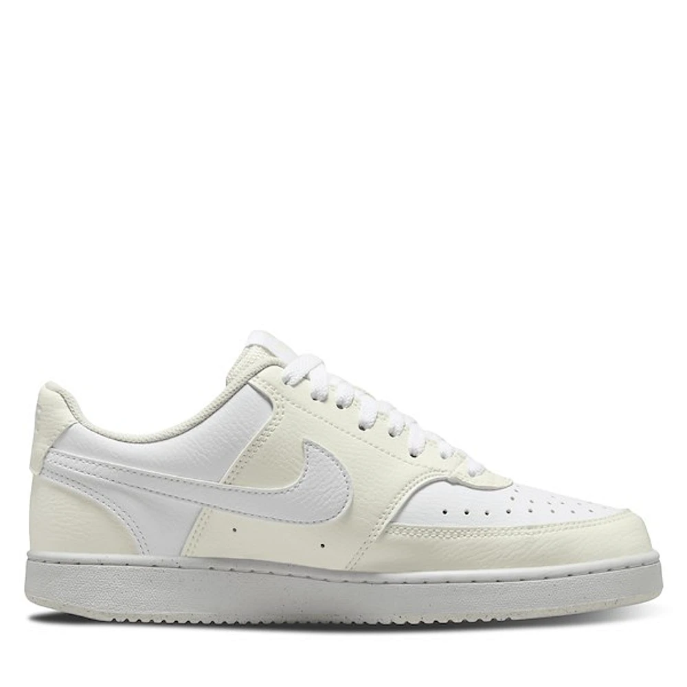 Nike Women's Court Vision Low Sneakers Light Yellow/White Jaune, Leather