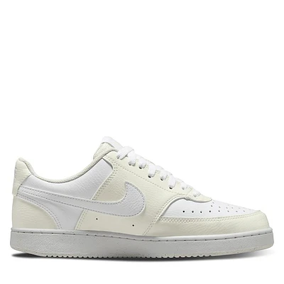 Nike Women's Court Vision Low Sneakers Light Yellow/White Jaune, Leather