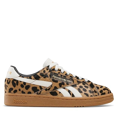 Reebok Women's Club C Ground UK Sneakers Cheetah Print Beige, Leather
