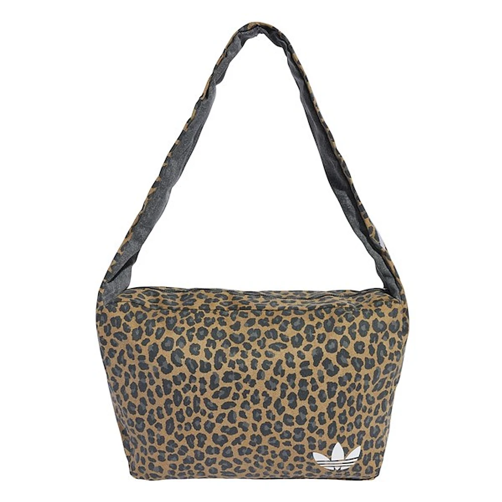 adidas Large Leopard OG Shoulder Bag in Brown Black White, Cotton
