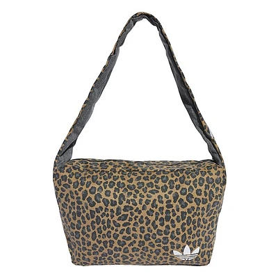 adidas Large Leopard OG Shoulder Bag in Brown Black White, Cotton