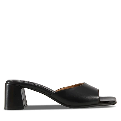 Floyd Women's Edith Blocked Heel Mule Black, Leather