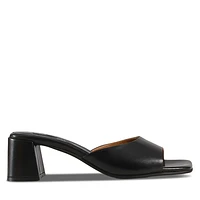 Floyd Women's Edith Blocked Heel Mule Black, Leather