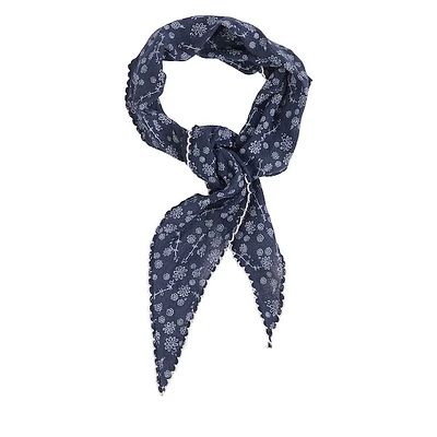 Floyd Flower Scarf in Navy Blue/White, Polyester