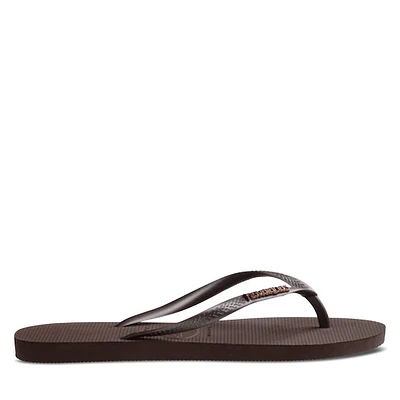 Havaianas Women's Slim Flip Flops Metallic Brun Moyen, / EU Rubber