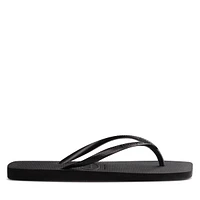 Havaianas Women's Slim Square Flip Flops Black, / EU Rubber