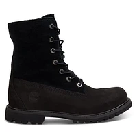 Timberland Women's Fleece Down Hold Winter Waterproof Boots Black Nubuck, Leather