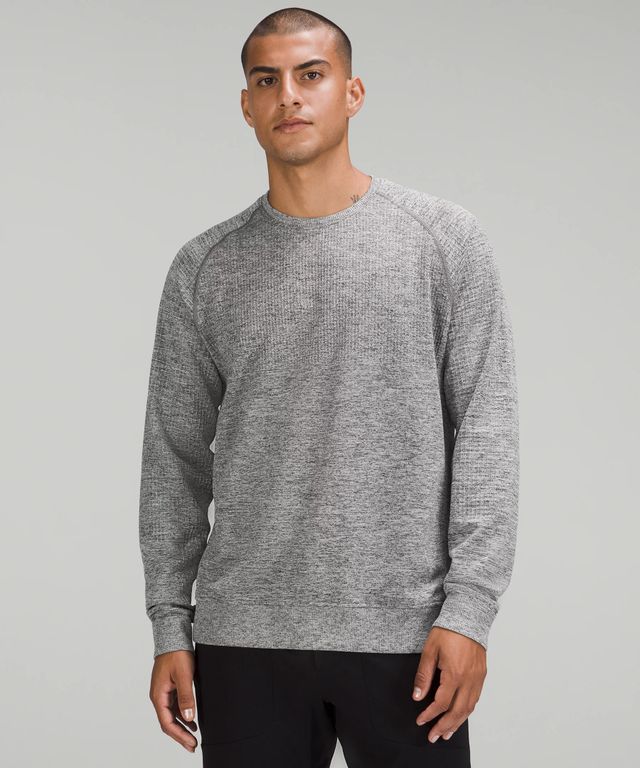 Buy Textured Sweatshirt with Crew Neck and Long Sleeves