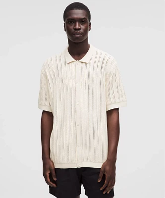 Cotton-Blend Open-Knit Button Up | Men's Down & Dress Shirts