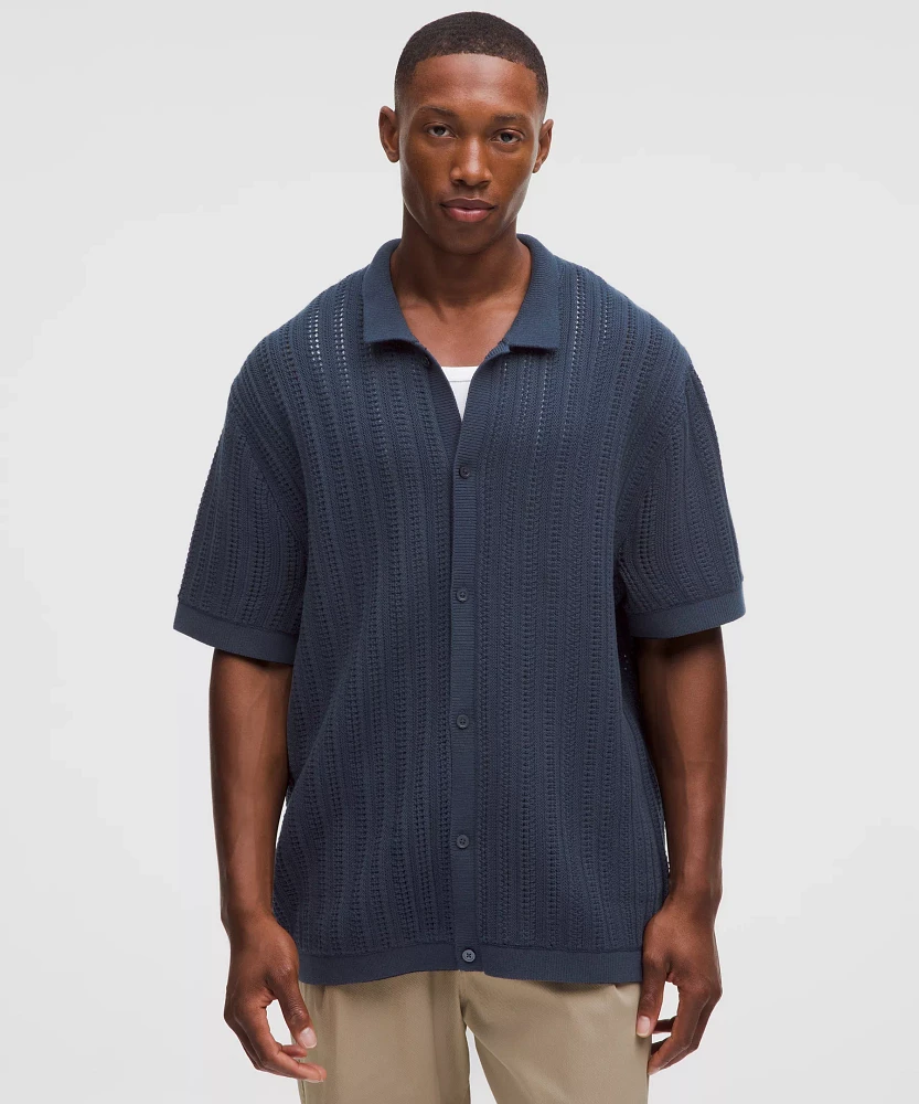 Cotton-Blend Open-Knit Button Up | Men's Down & Dress Shirts