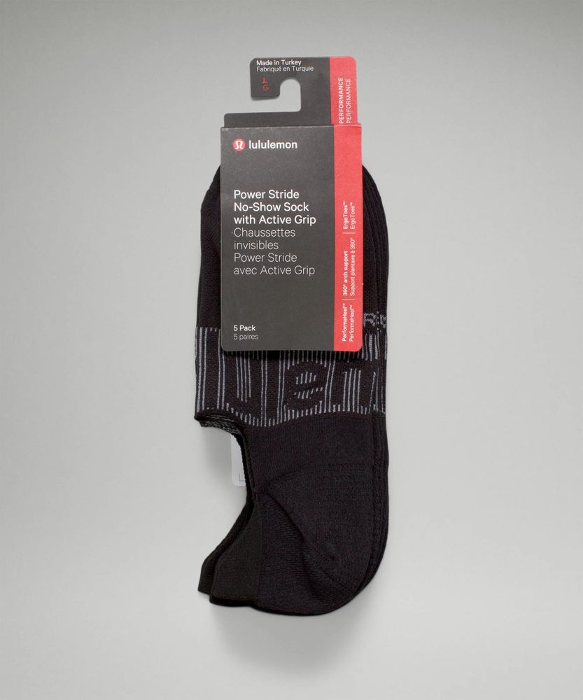 Men's Power Stride No-Show Socks with Active Grip *5 Pack |