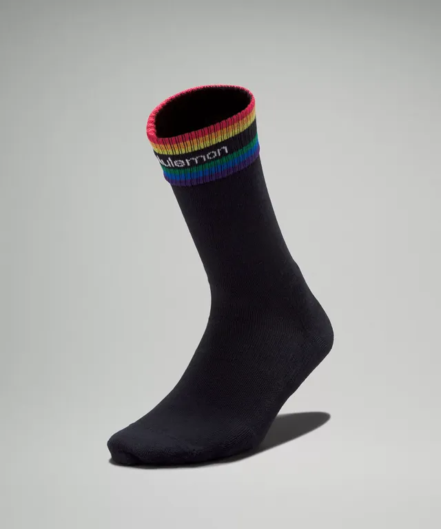 Lululemon Logo Socks Rainbow Daily Stride Mid-Crew Stripe New in