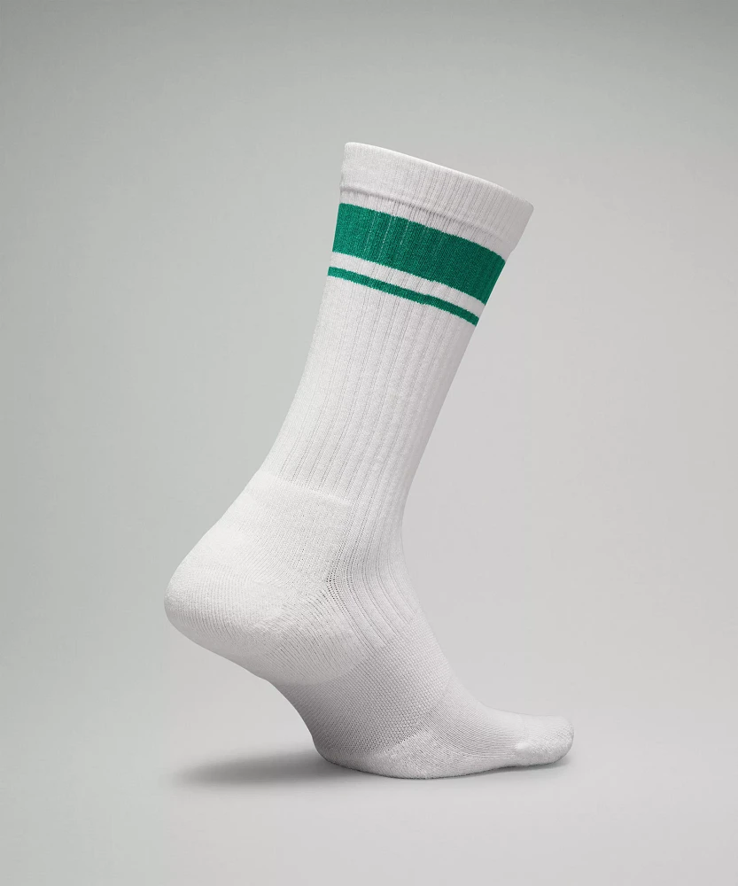 Men's Daily Stride Ribbed Comfort Crew Socks *Stripe |