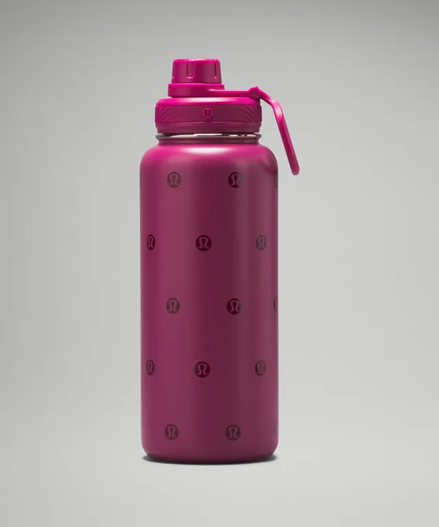 Pink Insulated Water Bottle - Includes 3 Lids (Straw Lid, Spout/Chug,  Carabiner handle), Leak Proof - 32 oz Water Bottles - by ONEbottle