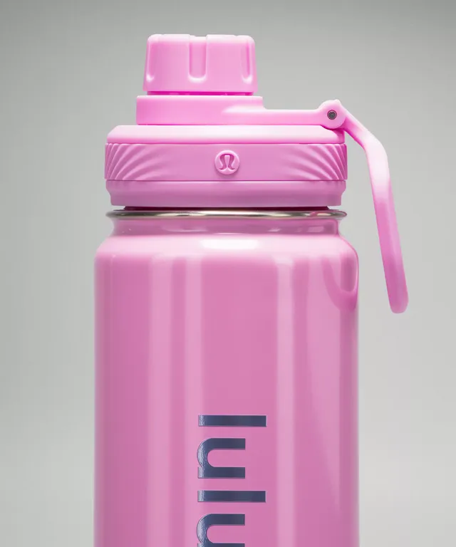 LULULEMON 16 oz Glass Water Bottle with Pink Silicone Sleeve ~ Love Yoga