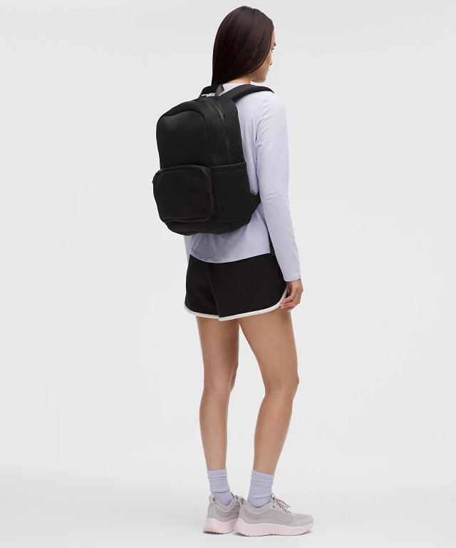 NWT lululemon athletica Black Everywhere Knit Mesh Backpack Lululemon Everywhere Backpack Mesh 17L - Black - lulu fanatics main image 4
