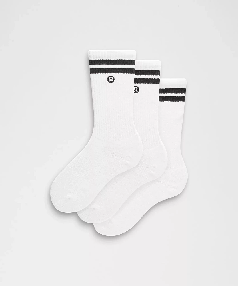 Unisex Daily Essential Crew Socks 3 Pack *Stripe |