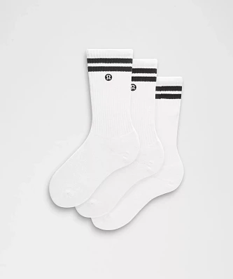 Unisex Daily Essential Crew Socks 3 Pack *Stripe | Men's