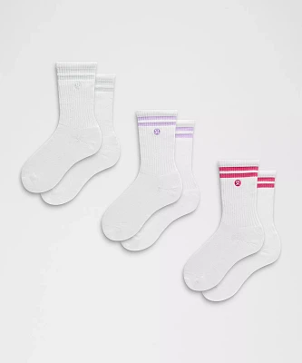 Unisex Daily Essential Crew Socks 3 Pack *Stripe | Men's