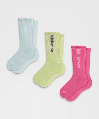 Unisex Daily Essential Crew Socks Wordmark *3 Pack |