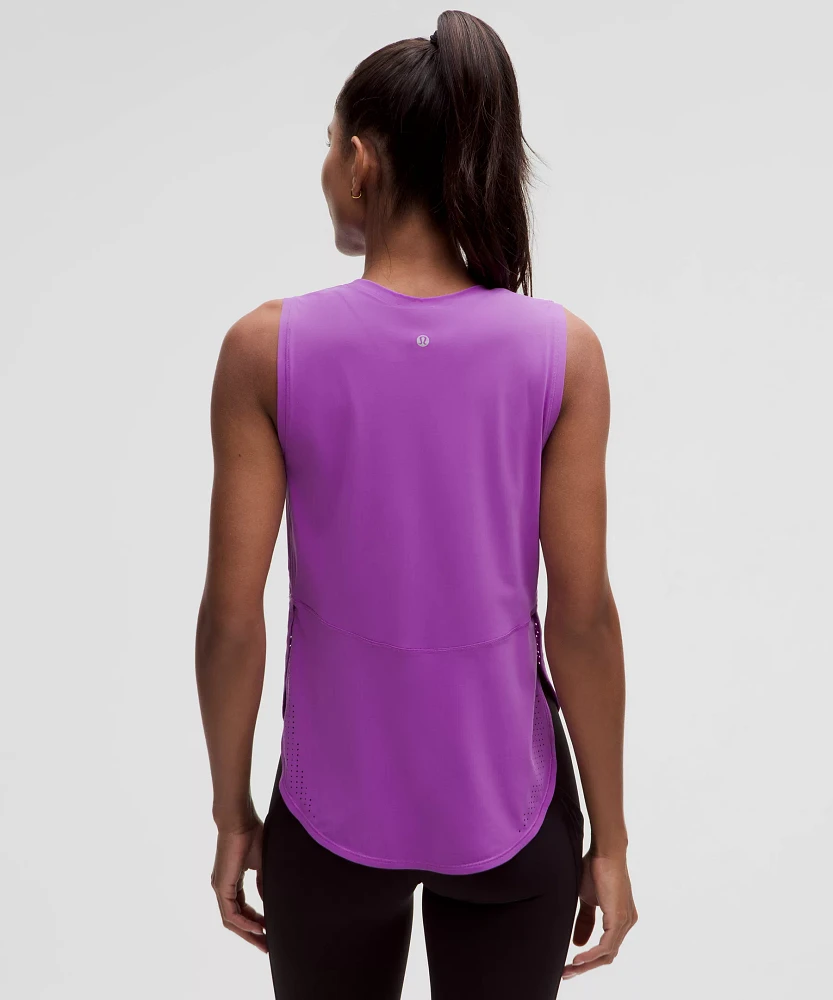 High-Neck Split-Hem Running Tank Top | Women's Sleeveless & Tops