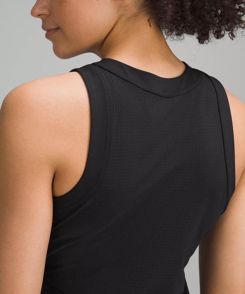 Grid-Texture Sleeveless Linerless Tennis Dress | Women's Dresses