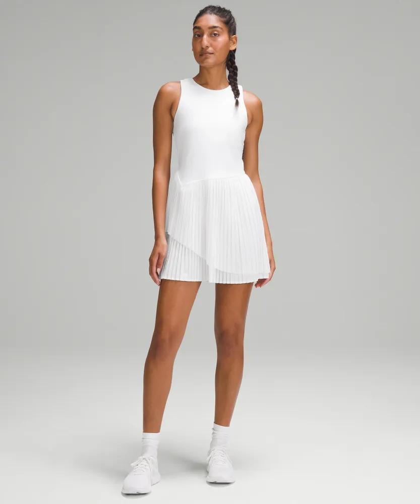 Grid-Texture Sleeveless Tennis Dress, Women's Dresses