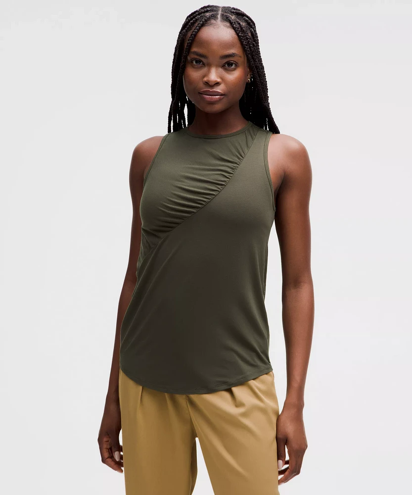 Silk-Blend Shirred Tank Top | Women's Sleeveless & Tops