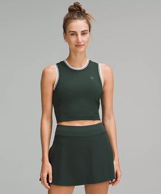 Varsity Scoop-Neck Cropped Tennis Tank Top *Medium Support, B/C Cup | Women's Sleeveless & Tops