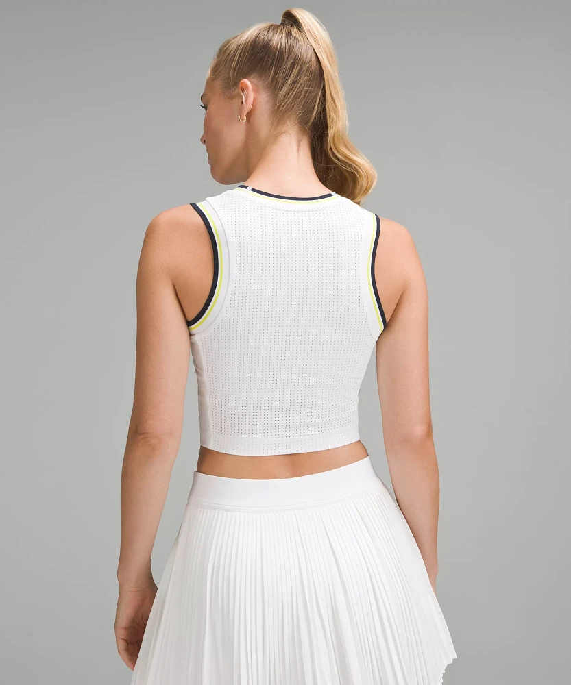 Varsity Scoop-Neck Cropped Tennis Tank Top *Medium Support, B/C Cup | Women's Sleeveless & Tops