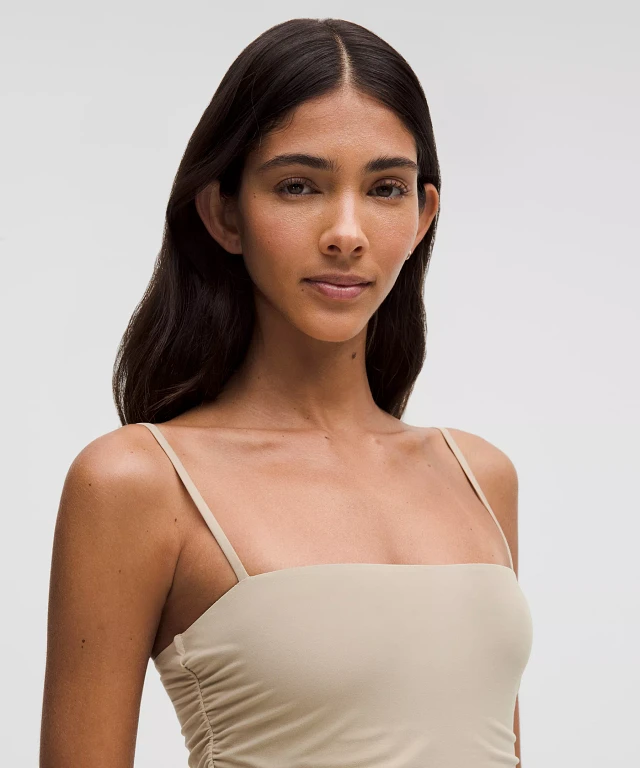 lululemon ruched dress Wundermost Ultra-Soft Nulu Ruched Spaghetti-Strap Dress - Black