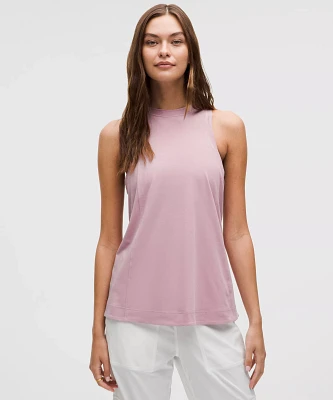 Long Cotton Crewneck Tank Top | Women's Sleeveless & Tops