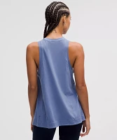 Long Cotton Crewneck Tank Top | Women's Sleeveless & Tops