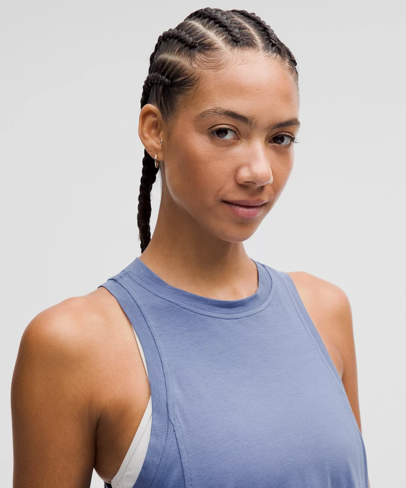 Long Cotton Crewneck Tank Top | Women's Sleeveless & Tops