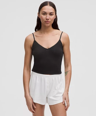 Cotton Pointelle Cropped Cami Tank Top | Women's Sleeveless & Tops