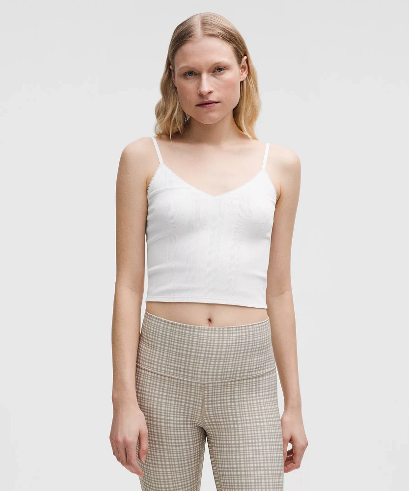 Cotton Pointelle Cropped Cami Tank Top | Women's Sleeveless & Tops