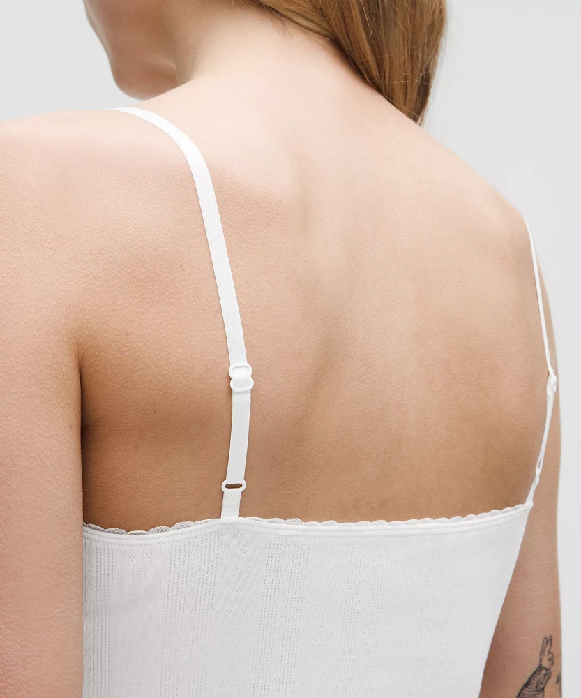 Cotton Pointelle Cropped Cami Tank Top | Women's Sleeveless & Tops
