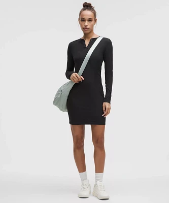 All Aligned Ribbed Long-Sleeve Henley Dress | Women's Dresses