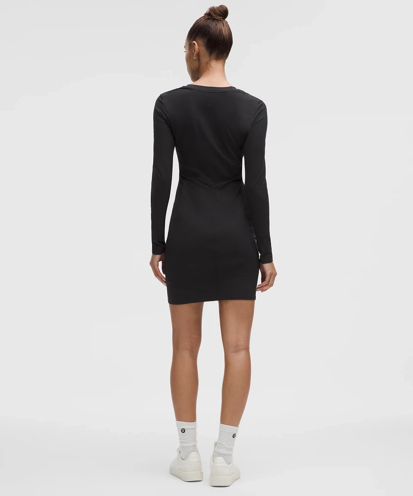 All Aligned Ribbed Long-Sleeve Henley Dress | Women's Dresses