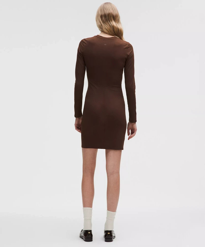 All Aligned Ribbed Long-Sleeve Henley Dress | Women's Dresses