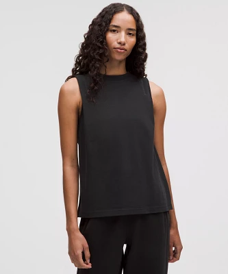 Cotton Jersey Stitch-Detail Tank Top | Women's Sleeveless & Tops