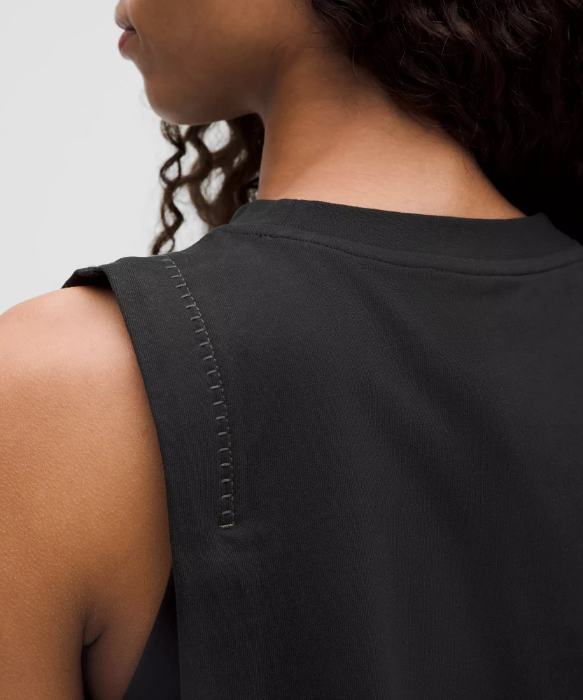 Cotton Jersey Stitch-Detail Tank Top | Women's Sleeveless & Tops