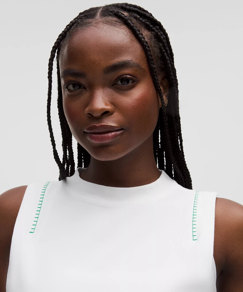 Cotton Jersey Stitch-Detail Tank Top | Women's Sleeveless & Tops