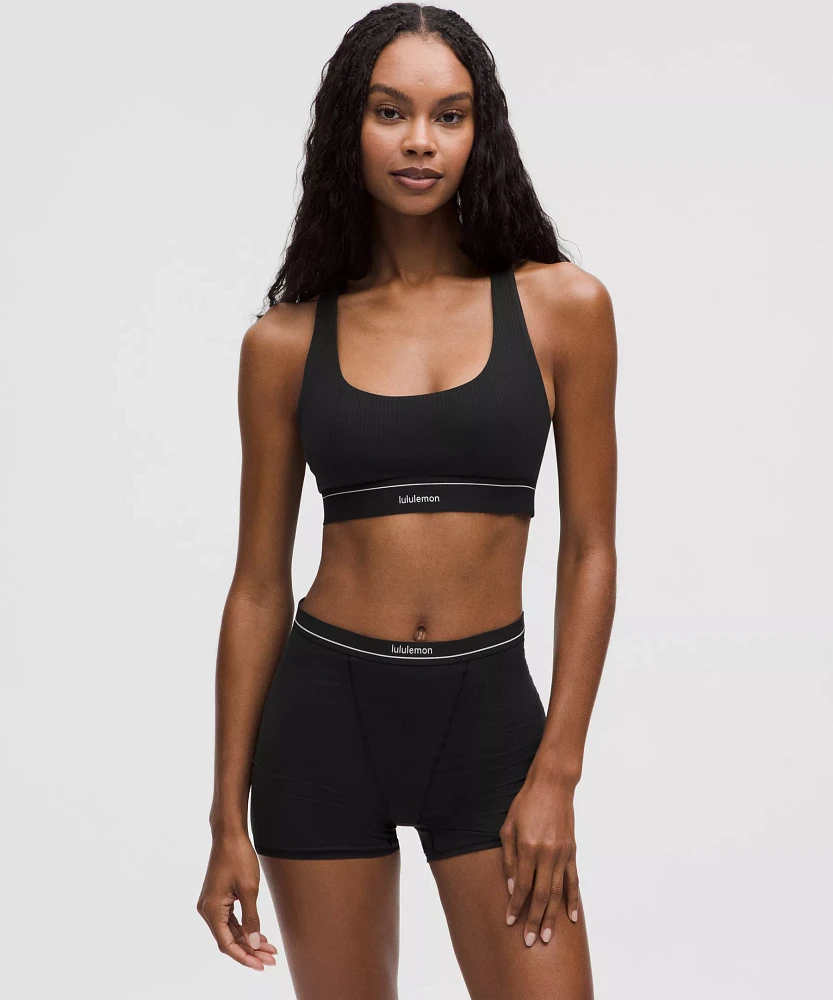 Stretch Cotton Ribbed Logo Racerback Bralette *A–C Cups | Women's Bras