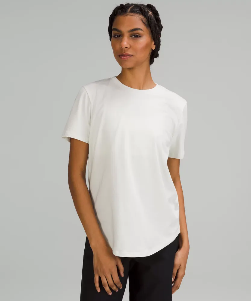 Love Curved-Hem Crewneck T-Shirt | Women's Short Sleeve Shirts & Tee's