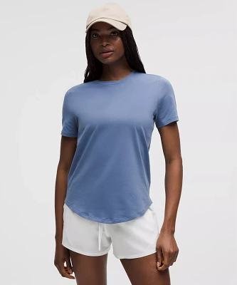 Love Curved-Hem Crewneck T-Shirt | Women's Short Sleeve Shirts & Tee's