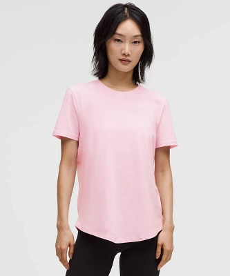 Love Curved-Hem Crewneck T-Shirt | Women's Short Sleeve Shirts & Tee's