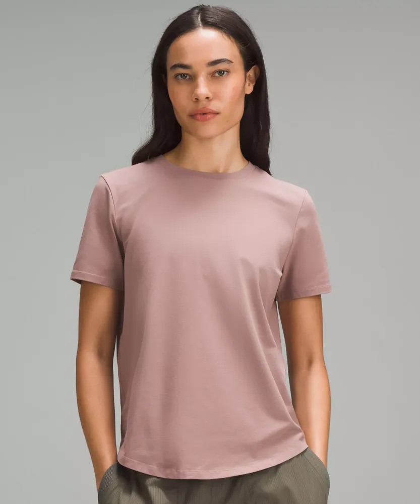 Love Curved-Hem Crewneck T-Shirt | Women's Short Sleeve Shirts & Tee's